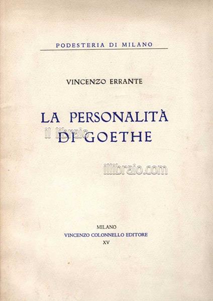 La personalità di Goethe - copertina