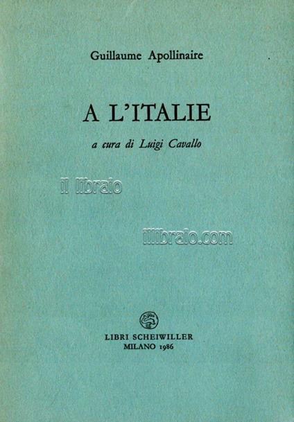 A L'Italie - copertina