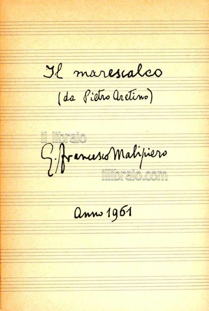 Il marescalco (dalla commedia di Pietro Aretino) - copertina