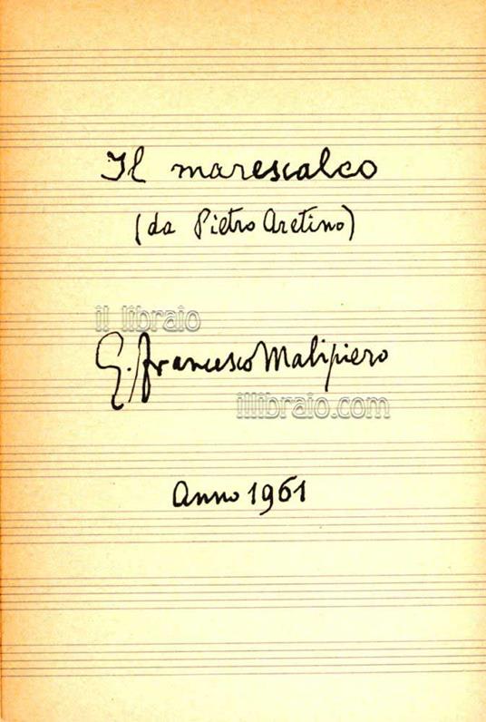 Il marescalco (dalla commedia di Pietro Aretino) - copertina