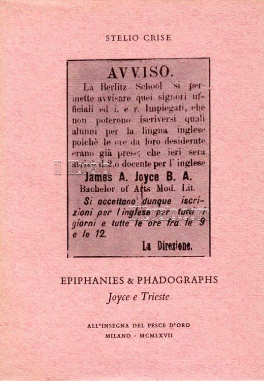 Epiphanies & Phadographs. Joyce a Trieste - copertina