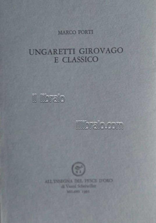 Ungaretti girovago e classico - copertina
