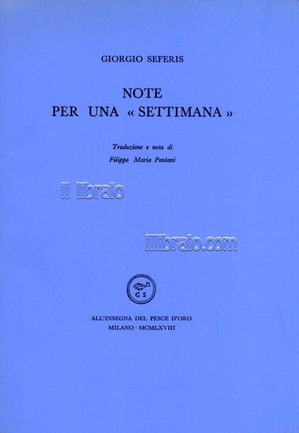 Note per una settimana - copertina