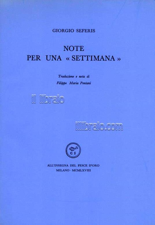 Note per una settimana - copertina