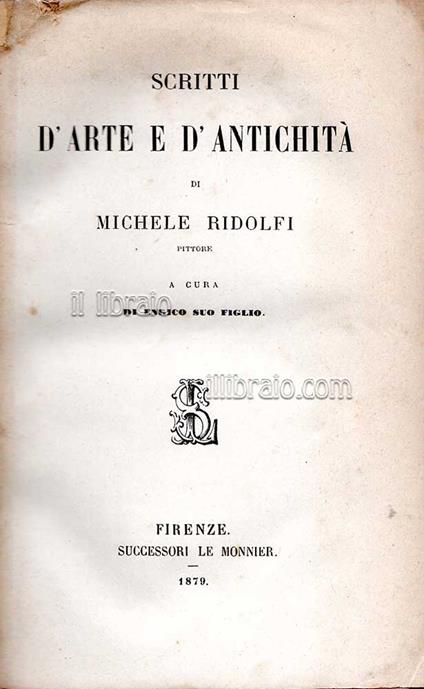 Scritti d'arte e d'antichità - copertina