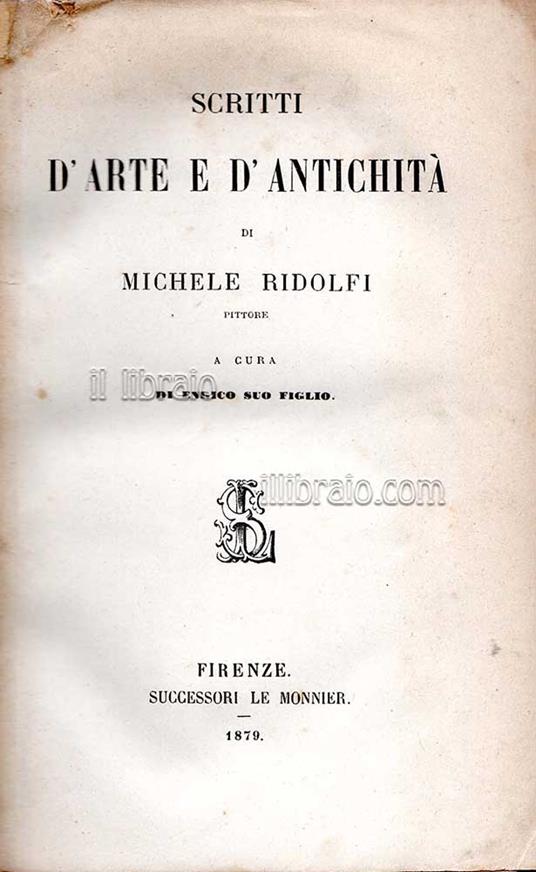 Scritti d'arte e d'antichità - copertina