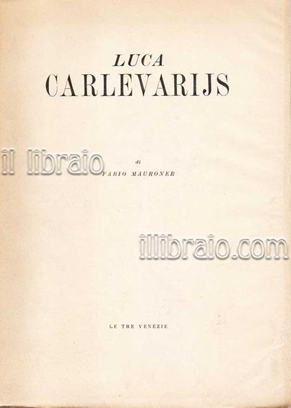 Luca Carlevarijs - copertina