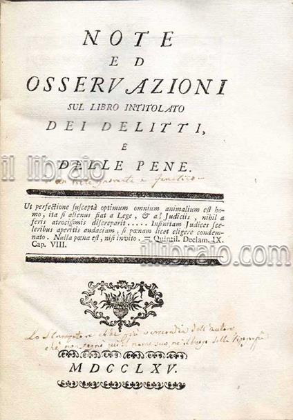 Note ed osservazioni sul libro intitolato dei delitti e delle pene - copertina