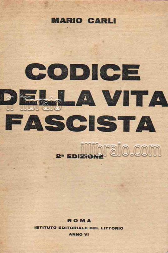 Codice della vita fascista - copertina