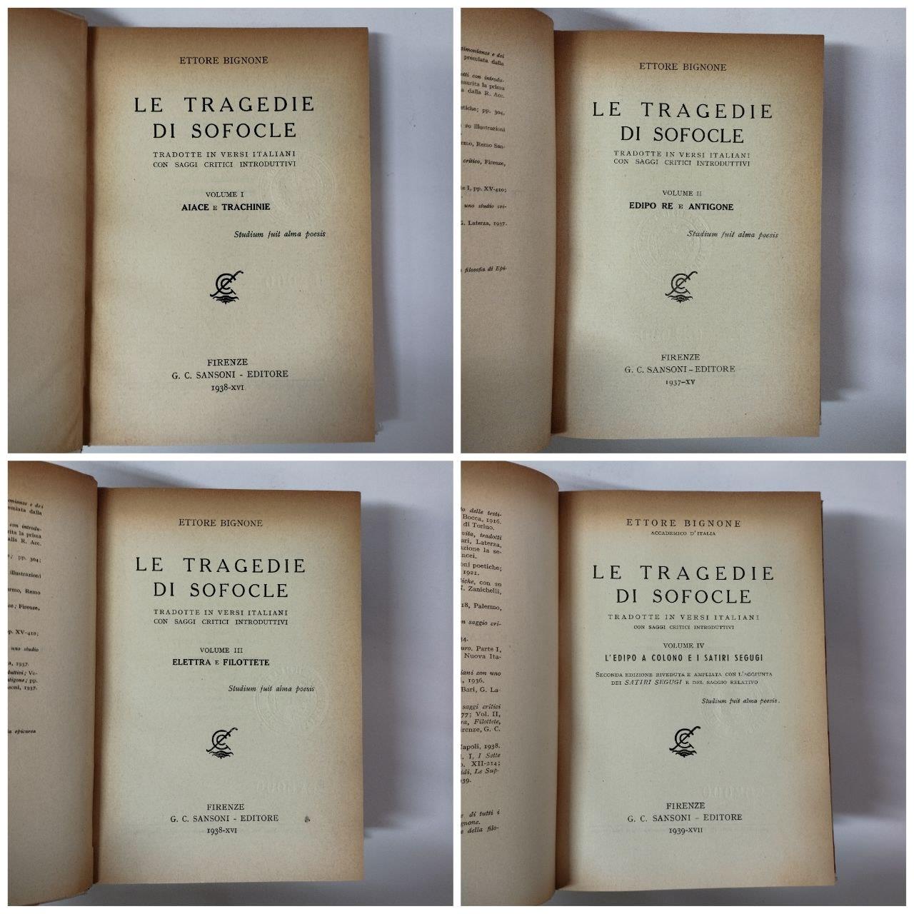 Tragedie di Sofocle (Aiace e Antigone. Edipo re e Trachinie. Elettra e Filottete. Edipo a Colono e I satiri segugi)
