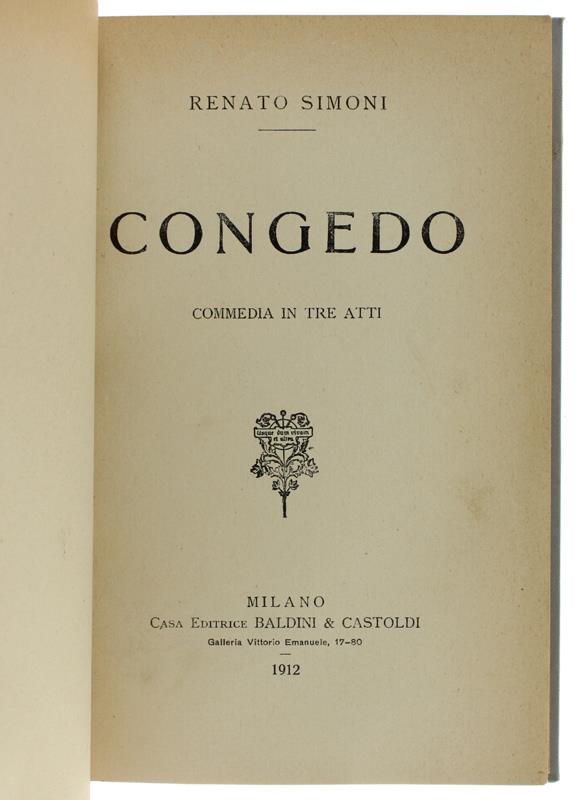 CONGEDO - Commedia in tre atti