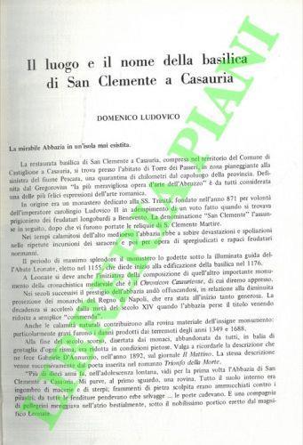 Il luogo e il nome della Basilica di San Clemente a Casauria - Domenico Ludovico - copertina
