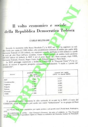 Il volto economico e sociale della Repubblica Democratica Tedesca - Carlo Beltrame - copertina