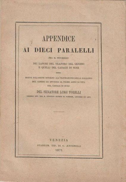 Appendice ai dieci paralleli - Luigi Torelli - copertina