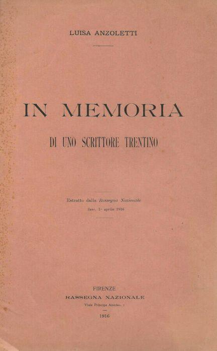 In memoria di uno scrittore, fasc.1 1916 - Luisa Anzoletti - copertina
