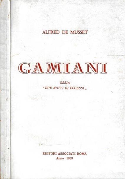 Gamiani ovvero Due notti di eccessi - Alfred de Musset - copertina