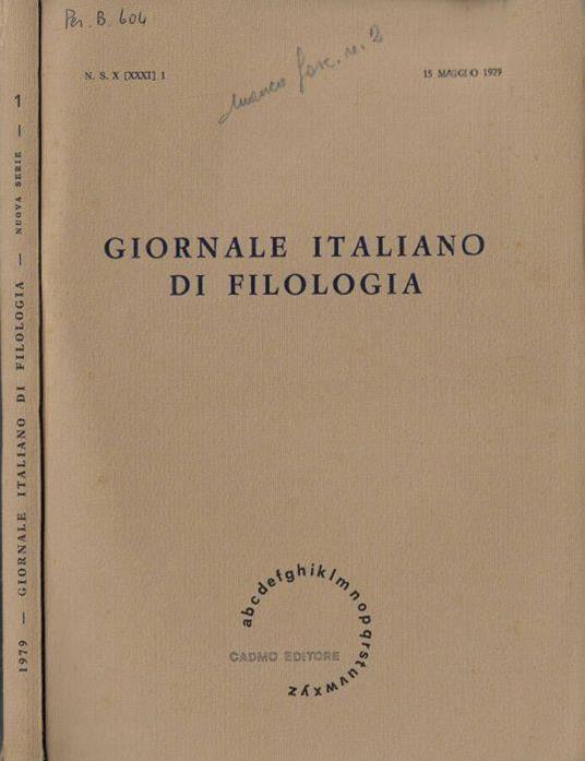 Giornale italiano di filologia anno 1979 N. 1 - Nino Scivoletto - copertina