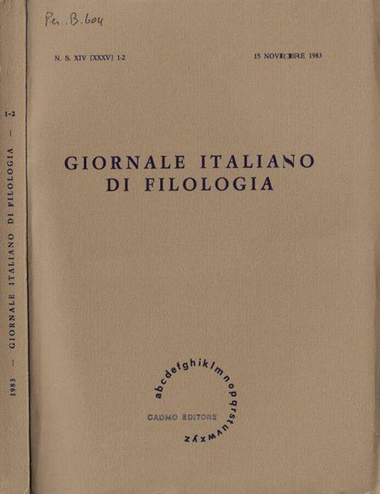 Giornale italiano di filologia anno 1983 N. 1-2 - Nino Scivoletto - copertina
