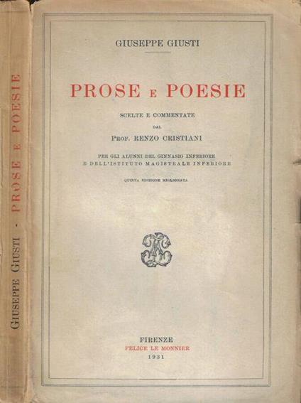 Prose e poesie - Giuseppe Giusti - copertina