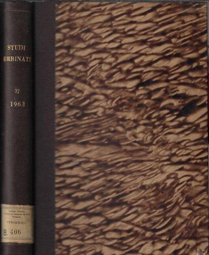 Studi urbinati di storia, filosofia e letteratura anno XXXVII nuova serie B 1963 - Carlo Bo - copertina