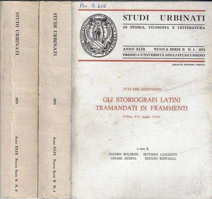 Studi urbinati di storia, filosofia e letteratura anno XLIX 1975 nuova serie B N. 1, 2 - Carlo Bo - copertina