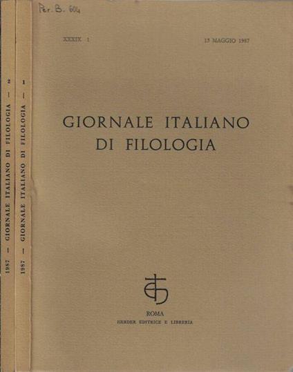 Giornale italiano di filologia anno 1987 N. 1, 2 - Nino Scivoletto - copertina