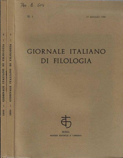 Giornale italiano di filologia anno 1988 N. 1, 2 - Nino Scivoletto - copertina
