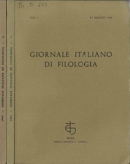 Giornale italiano di filologia anno 1994 N. 1, 2 - Nino Scivoletto - copertina