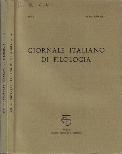 Giornale italiano di filologia anno 1993 N. 1, 2 - Nino Scivoletto - copertina