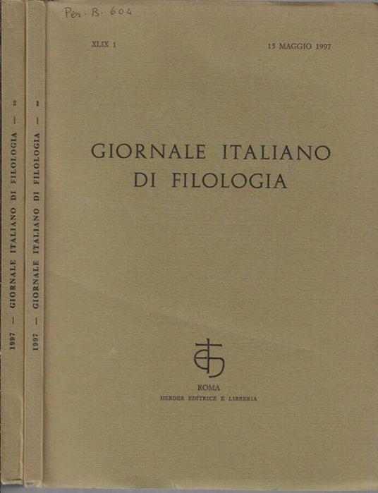 Giornale italiano di filologia anno 1997 N. 1, 2 - Nino Scivoletto - copertina
