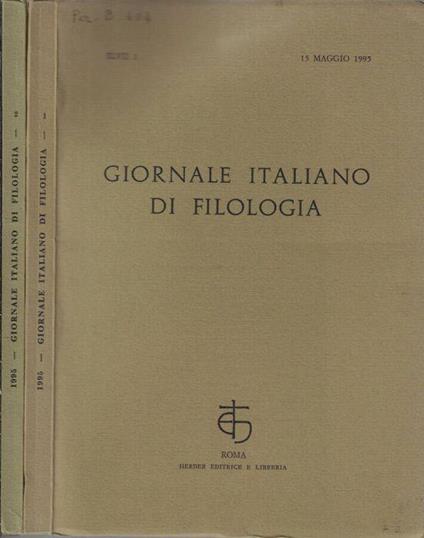 Giornale italiano di filologia anno 1995 N. 1, 2 - Nino Scivoletto - copertina