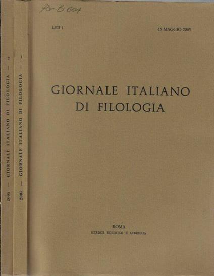 Giornale italiano di filologia anno 2005 N. 1, 2 - Nino Scivoletto - copertina