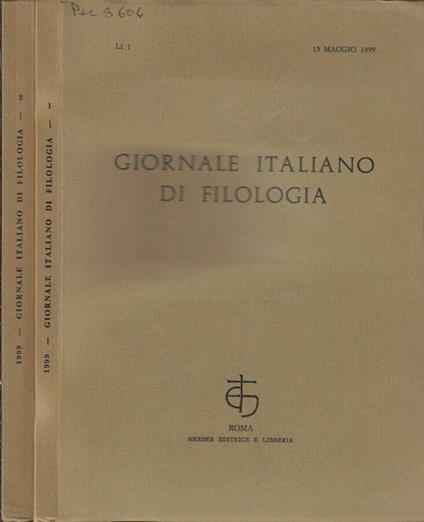 Giornale italiano di filologia anno 1999 N. 1, 2 - Nino Scivoletto - copertina