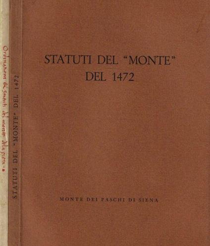 Statuti del Monte del 1472 - copertina