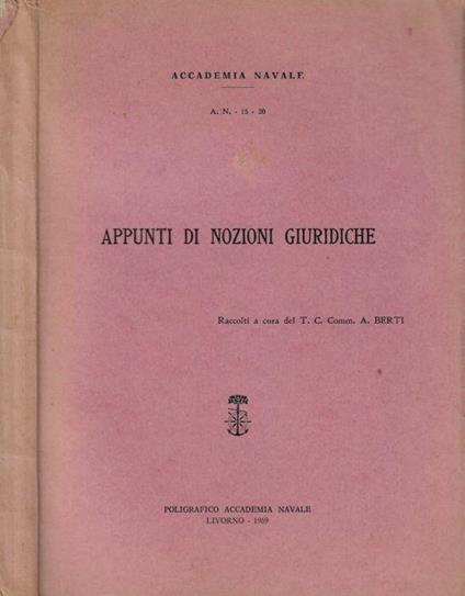 Appunti di nozioni giuridiche - copertina