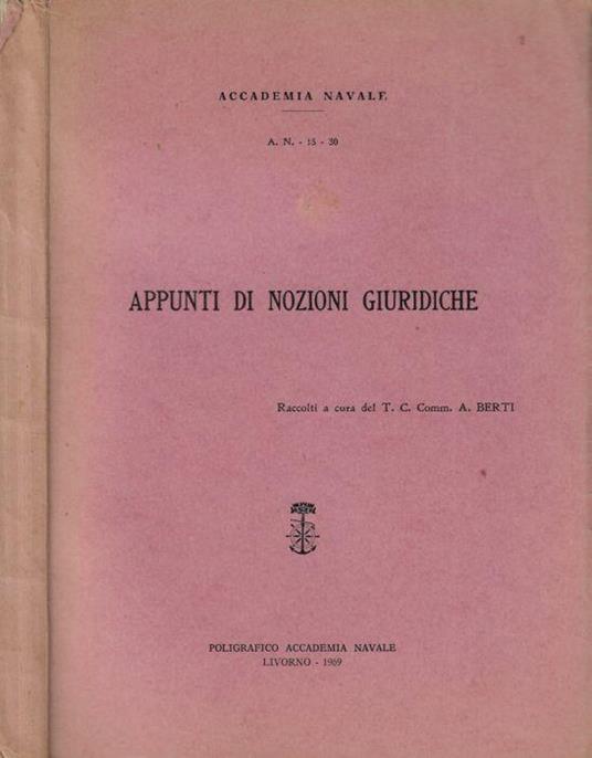 Appunti di nozioni giuridiche - copertina