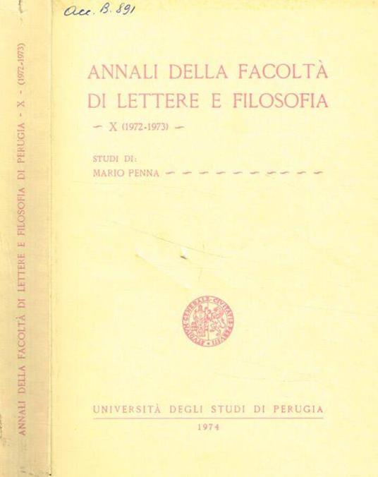 Annali della facoltà di lettere e filosofia. X, 1972-1973 - copertina