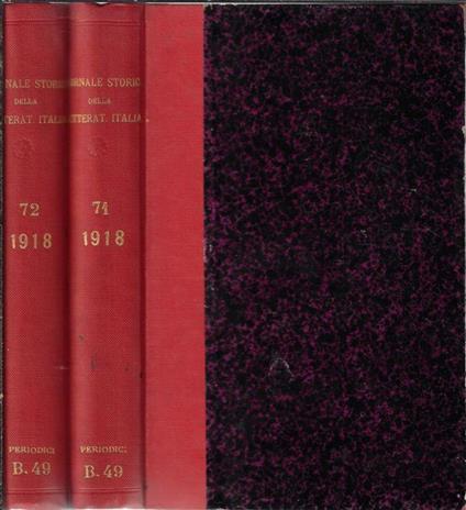 Giornale storico della letteratura italiana Volume LXXI – LXXII 1918 - Egidio Gorra - copertina