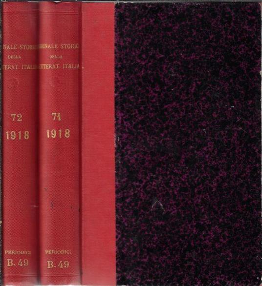 Giornale storico della letteratura italiana Volume LXXI – LXXII 1918 - Egidio Gorra - copertina