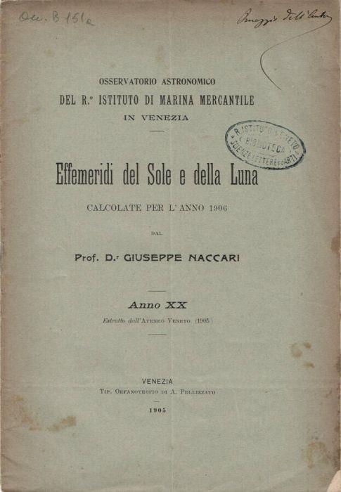 Effemeridi del Sole e della Luna - copertina