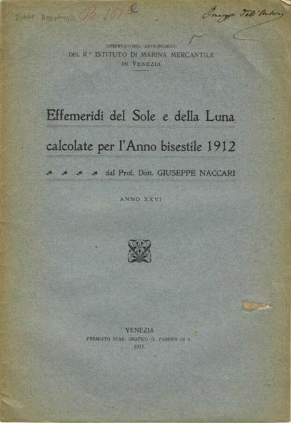 Effemeridi del Sole e della Luna - copertina