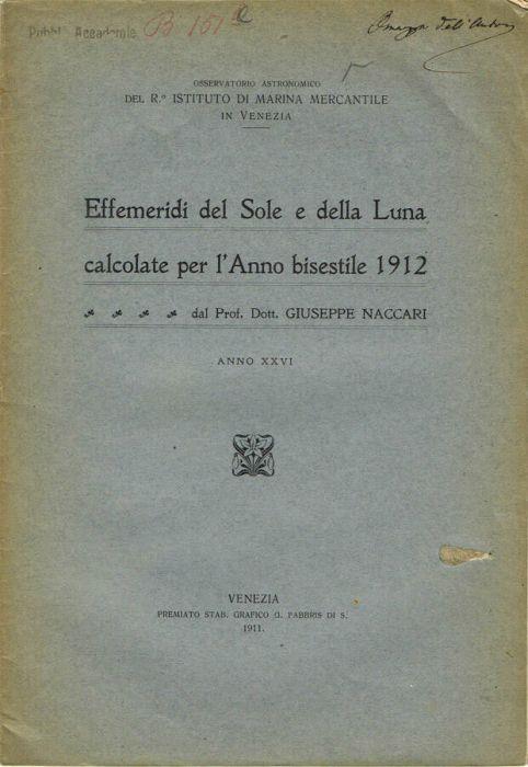 Effemeridi del Sole e della Luna - copertina