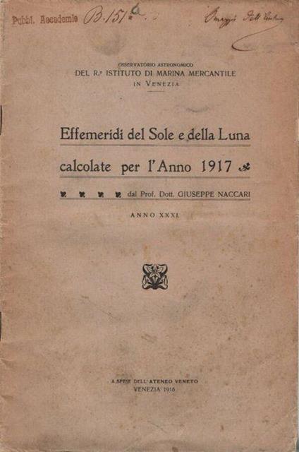 Effemeridi del Sole e della Luna - copertina