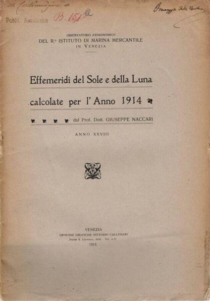 Effemeridi del Sole e della Luna - copertina