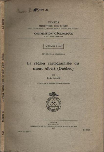 La région cartographiée du mont Albert (Québec) - copertina