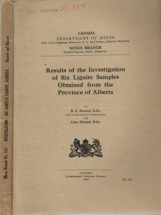 Results of the Investigation of Six Lignite Samples Obtained from the Province of Alberta - copertina