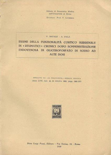 Esame della funzionalità cortico surrenale in "reumatici" cronici dopo somministrazione endovenosa di glicerofosfato di sodio ed alte dosi - copertina