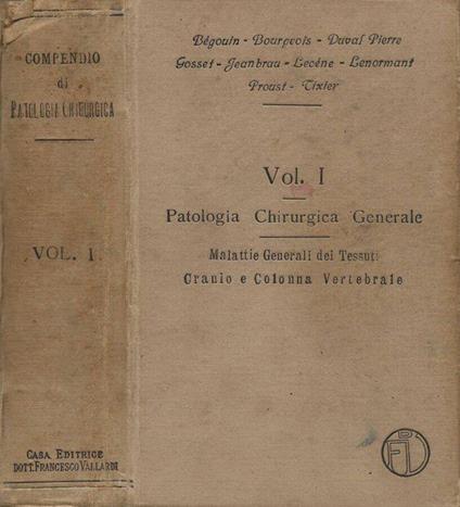 Compendio di Patologia Chirurgica. Vol. I - copertina