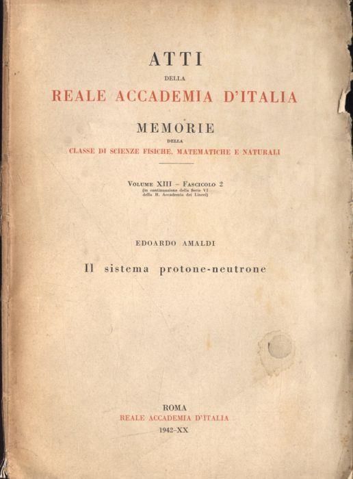 Atti della Reale Accademia d' Italia Vol. XIII Fascicolo 2 - copertina