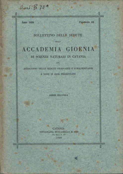 Bollettino delle sedute della Accademia Gioenia - copertina